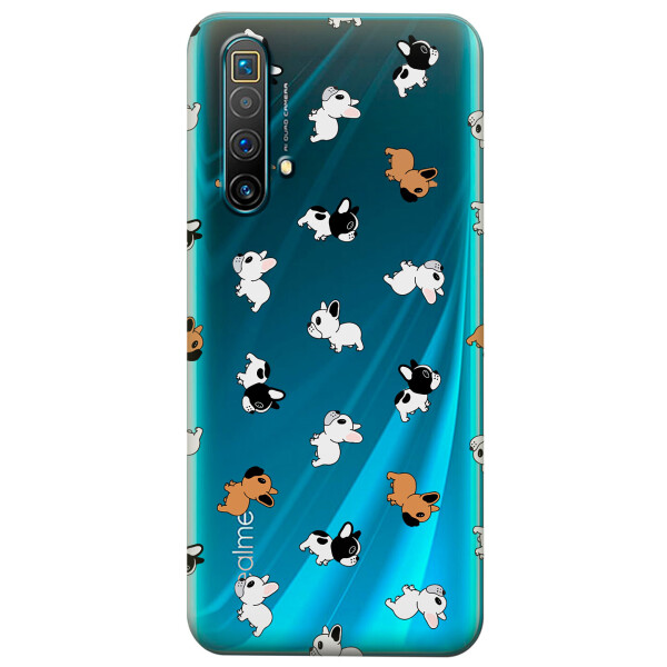 

Прозрачный силиконовый чехол iSwag для Realme X3 с рисунком - Французские бульдоги (KS4614)