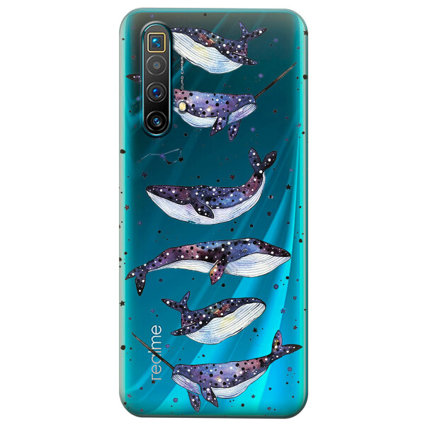 

Прозрачный силиконовый чехол iSwag для Realme X3 с рисунком - Киты Единороги (KS4619)