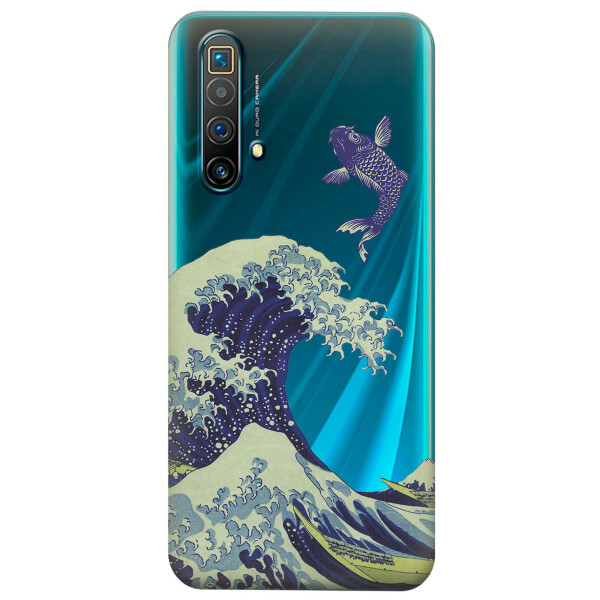 

Прозрачный силиконовый чехол iSwag для Realme X3 с рисунком - Большая волна в Канагаве (KS4625)
