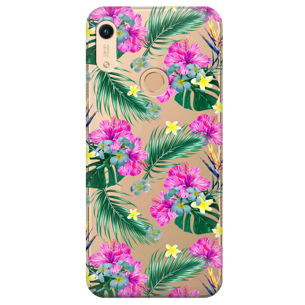 

Прозрачный силиконовый чехол iSwag для Huawei Honor 8A с рисунком - Тропические цветы (M1276)