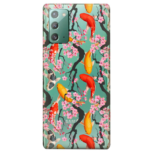 

Прозрачный силиконовый чехол iSwag для Samsung Galaxy Note 20 с рисунком - Японские рыбы (KS4703)