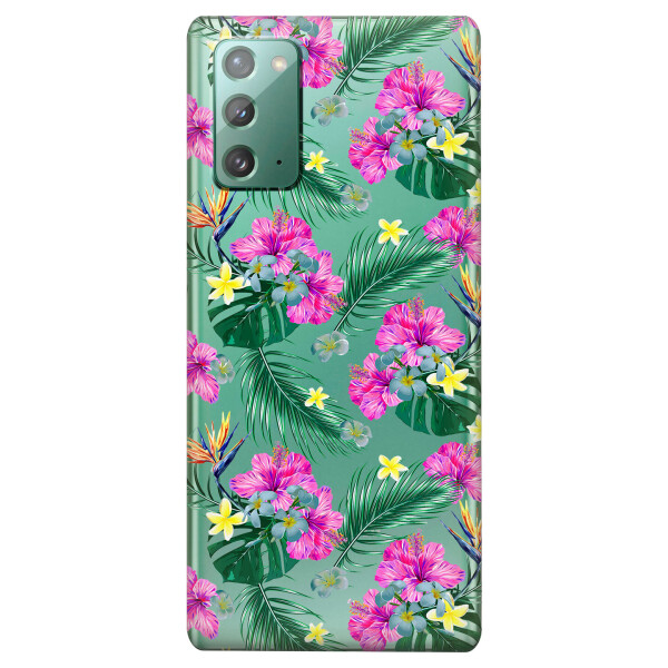 

Прозрачный силиконовый чехол iSwag для Samsung Galaxy Note 20 с рисунком - Тропические цветы (KS4704)