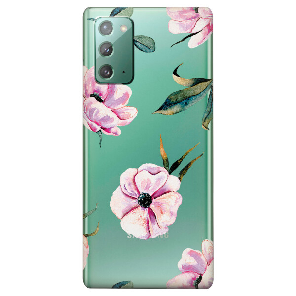 

Прозрачный силиконовый чехол iSwag для Samsung Galaxy Note 20 с рисунком - Пионы (KS4708)