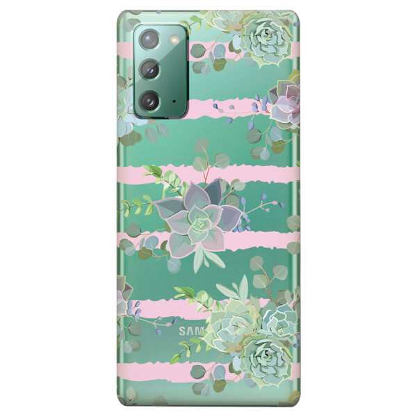 

Прозрачный силиконовый чехол iSwag для Samsung Galaxy Note 20 с рисунком - Суккуленты (KS4716)