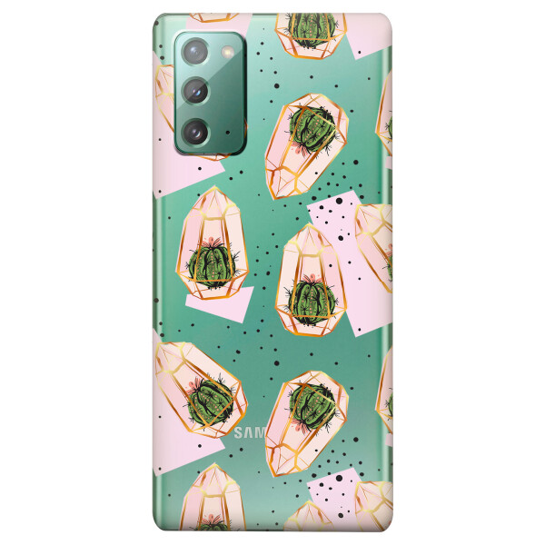 

Прозрачный силиконовый чехол iSwag для Samsung Galaxy Note 20 с рисунком - Кактусы в колбах (KS4729)
