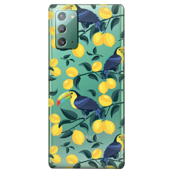 

Прозрачный силиконовый чехол iSwag для Samsung Galaxy Note 20 с рисунком - Туканы и лимоны (KS4735)