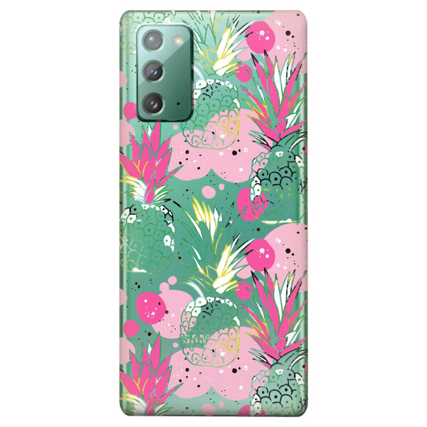 

Прозрачный силиконовый чехол iSwag для Samsung Galaxy Note 20 с рисунком - Ананасы (KS4740)