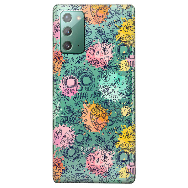 

Прозрачный силиконовый чехол iSwag для Samsung Galaxy Note 20 с рисунком - Красочные черепа (KS4746)