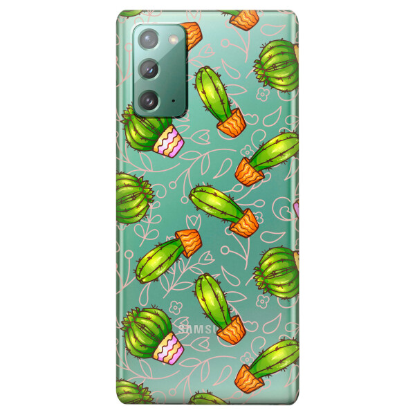 

Прозрачный силиконовый чехол iSwag для Samsung Galaxy Note 20 с рисунком - Арт кактусы (KS4749)