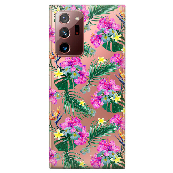 

Прозрачный силиконовый чехол iSwag для Samsung Galaxy Note 20 Ultra с рисунком - Тропические цветы (KS4779)