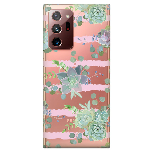 

Прозрачный силиконовый чехол iSwag для Samsung Galaxy Note 20 Ultra с рисунком - Суккуленты (KS4791)