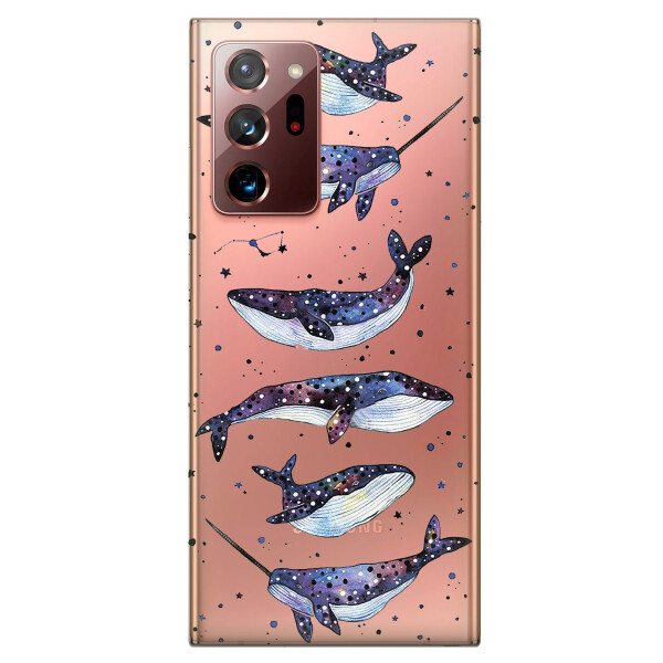 

Прозрачный силиконовый чехол iSwag для Samsung Galaxy Note 20 Ultra с рисунком - Киты Единороги (KS4844)