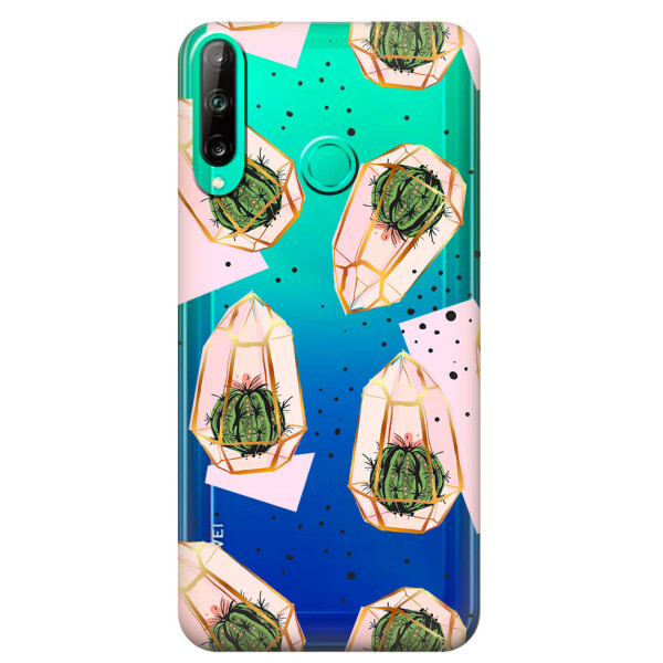 

Прозрачный силиконовый чехол iSwag для Honor P40 Lite E с рисунком - Кактусы в колбах (M1526)