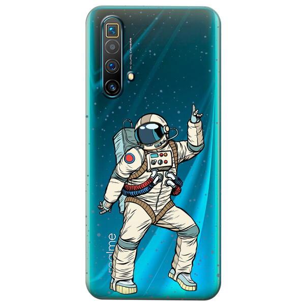 

Прозрачный силиконовый чехол iSwag для Realme X3 SuperZoom с рисунком - Веселый космонавт (KS4902)