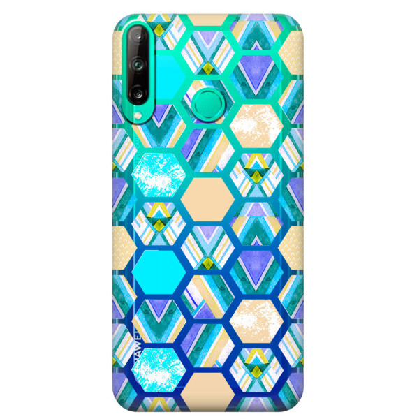 

Прозрачный силиконовый чехол iSwag для Honor P40 Lite E с рисунком - Ромбы (M1571)