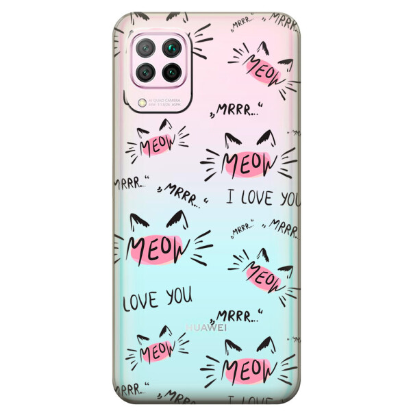 

Прозрачный силиконовый чехол iSwag для Honor P40 Lite с рисунком - Кошачьи мордочки (M1583)