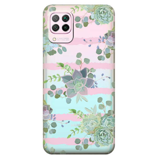 

Прозрачный силиконовый чехол iSwag для Honor P40 Lite с рисунком - Суккуленты (M1588)