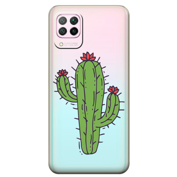 

Прозрачный силиконовый чехол iSwag для Honor P40 Lite с рисунком - Тропический кактус (M1593)