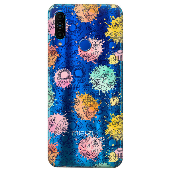 

Прозрачный силиконовый чехол iSwag для Meizu M10 с рисунком - Красочные черепа (KS4971)