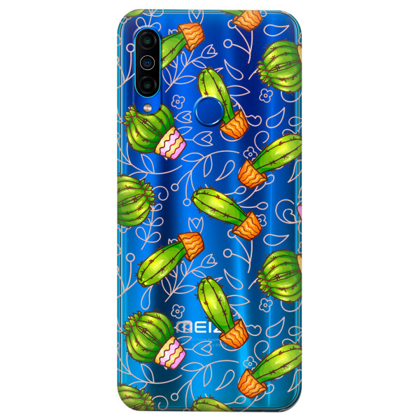 

Прозрачный силиконовый чехол iSwag для Meizu M10 с рисунком - Арт кактусы (KS4974)