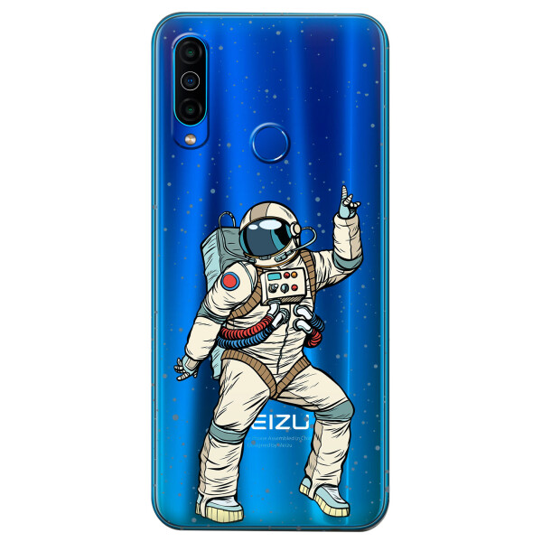 

Прозрачный силиконовый чехол iSwag для Meizu M10 с рисунком - Веселый космонавт (KS4977)