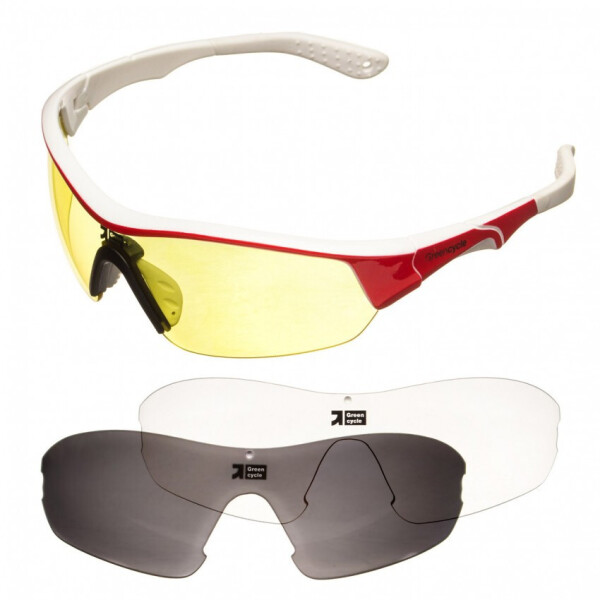 

Очки велосипедные Green Cycle GGL-313 3 Lenses White-Red