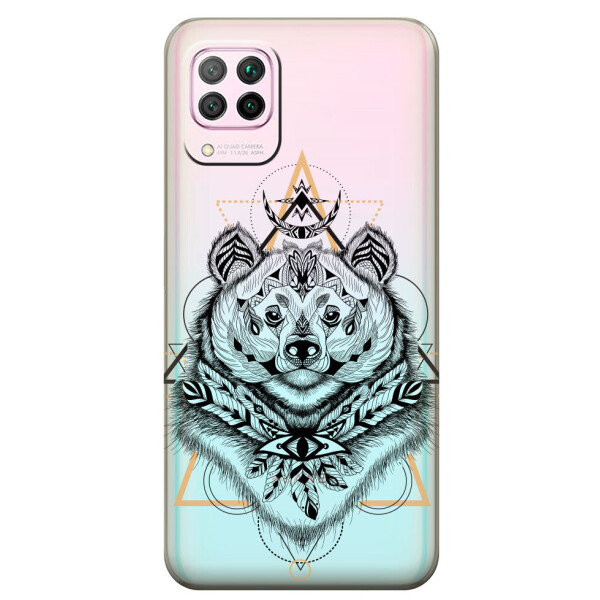 

Прозрачный силиконовый чехол iSwag для Honor P40 Lite с рисунком - Медведь индеец (M1631)