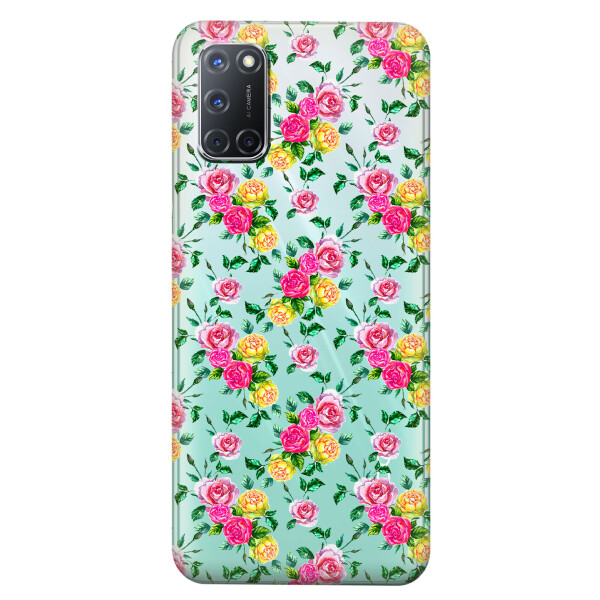 Прозрачный силиконовый чехол iSwag для OPPO A52 с рисунком - Розы (KS5001)