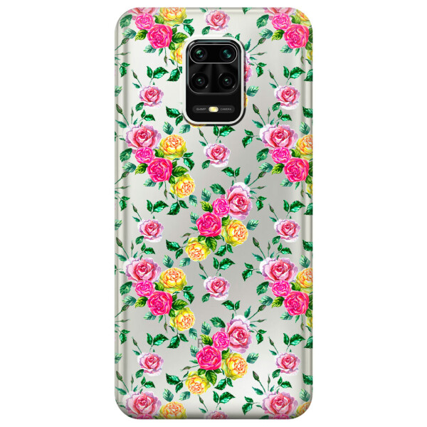

Прозрачный силиконовый чехол iSwag для Xiaomi Redmi Note 9S с рисунком - Розы (M1648)