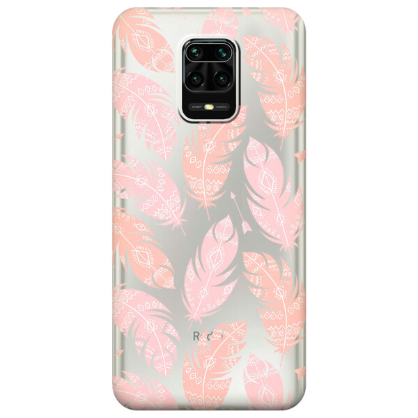 

Прозрачный силиконовый чехол iSwag для Xiaomi Redmi Note 9S с рисунком - Розовые перья (M1649)
