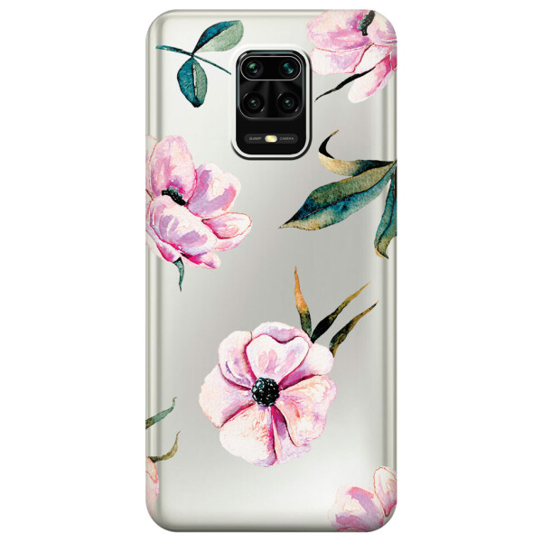 

Прозрачный силиконовый чехол iSwag для Xiaomi Redmi Note 9S с рисунком - Пионы (M1655)