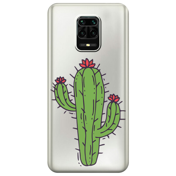 

Прозрачный силиконовый чехол iSwag для Xiaomi Redmi Note 9S с рисунком - Тропический кактус (M1668)