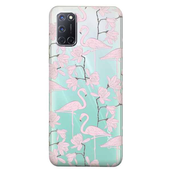 

Прозрачный силиконовый чехол iSwag для OPPO A52 с рисунком - Розовые фламинго (KS5039)