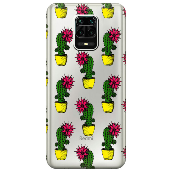 

Прозрачный силиконовый чехол iSwag для Xiaomi Redmi Note 9S с рисунком - Кактусы (M1675)