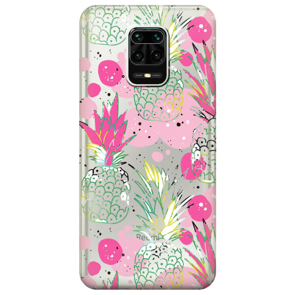 

Прозрачный силиконовый чехол iSwag для Xiaomi Redmi Note 9S с рисунком - Ананасы (M1687)