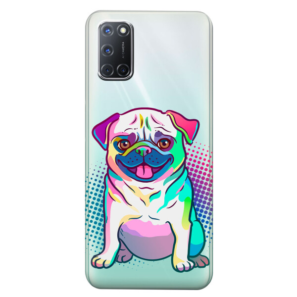 

Прозрачный силиконовый чехол iSwag для OPPO A52 с рисунком - Мопс (KS5060)