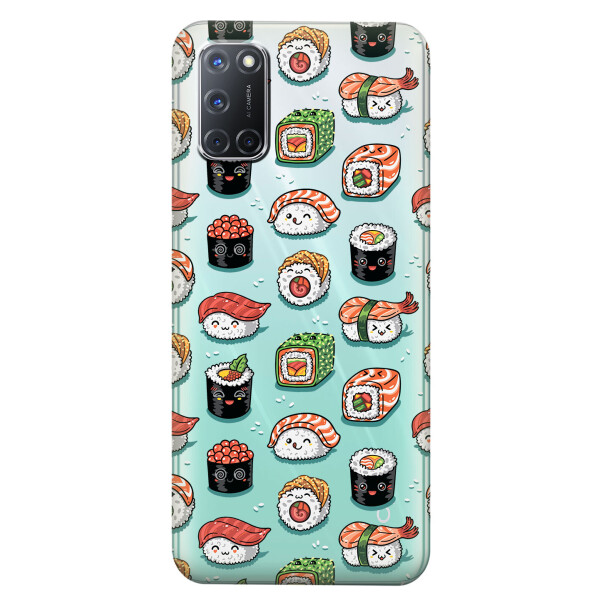 

Прозрачный силиконовый чехол iSwag для OPPO A52 с рисунком - Смешные суши (KS5062)