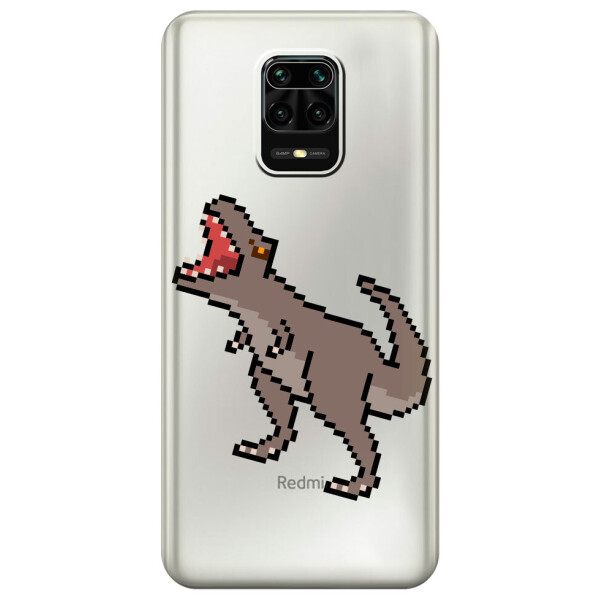 

Прозрачный силиконовый чехол iSwag для Xiaomi Redmi Note 9S с рисунком - Пикселький динозавр (M1697)