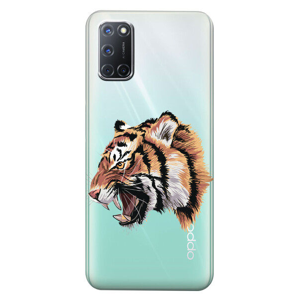 

Прозрачный силиконовый чехол iSwag для OPPO A52 с рисунком - Тигр (KS5063)