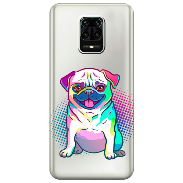 

Прозрачный силиконовый чехол iSwag для Xiaomi Redmi Note 9S с рисунком - Мопс (M1707)