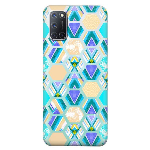 

Прозрачный силиконовый чехол iSwag для OPPO A52 с рисунком - Ромбы (KS5074)