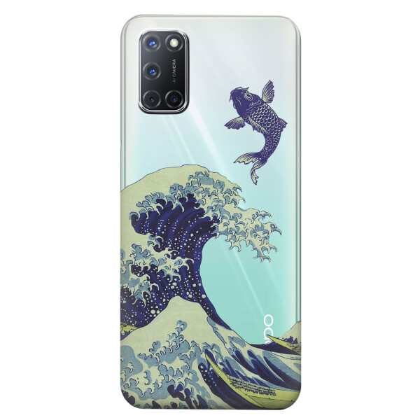 

Прозрачный силиконовый чехол iSwag для OPPO A52 с рисунком - Большая волна в Канагаве (KS5075)