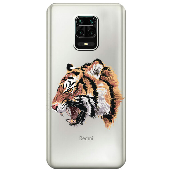 

Прозрачный силиконовый чехол iSwag для Xiaomi Redmi Note 9S с рисунком - Тигр (M1710)