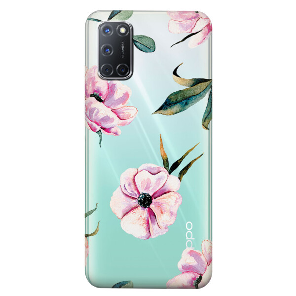 

Прозрачный силиконовый чехол iSwag для OPPO A72 с рисунком - Пионы (KS5083)