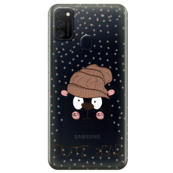 

Прозрачный силиконовый чехол iSwag для Samsung Galaxy M21 с рисунком - Медведь (M1731)