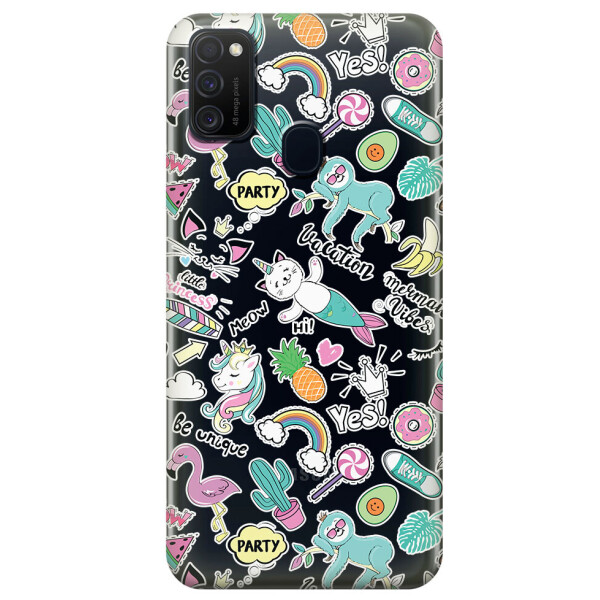 

Прозрачный силиконовый чехол iSwag для Samsung Galaxy M21 с рисунком - Летнее настроение (M1744)