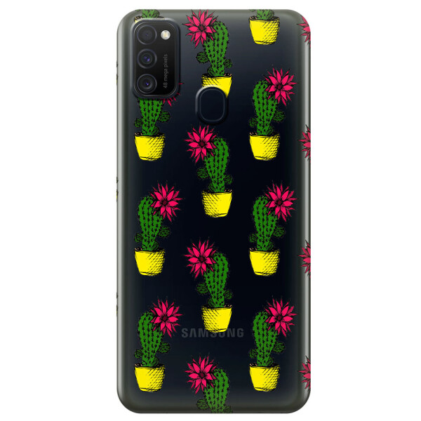 

Прозрачный силиконовый чехол iSwag для Samsung Galaxy M21 с рисунком - Кактусы (M1750)