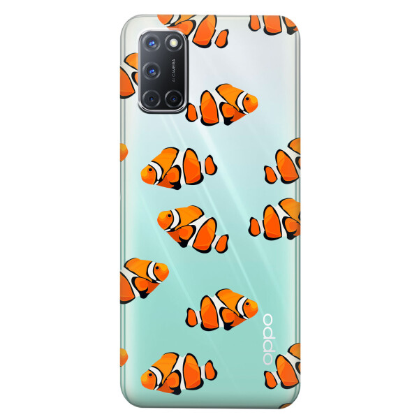 

Прозрачный силиконовый чехол iSwag для OPPO A72 с рисунком - Рыбки (KS5116)