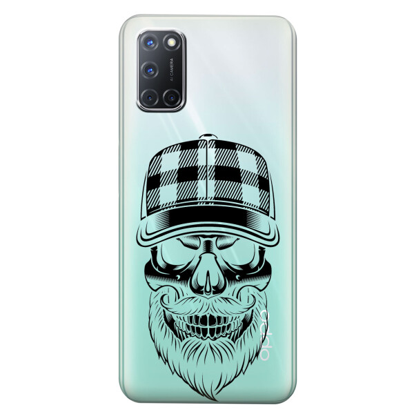 

Прозрачный силиконовый чехол iSwag для OPPO A72 с рисунком - Бородатый череп (KS5126)