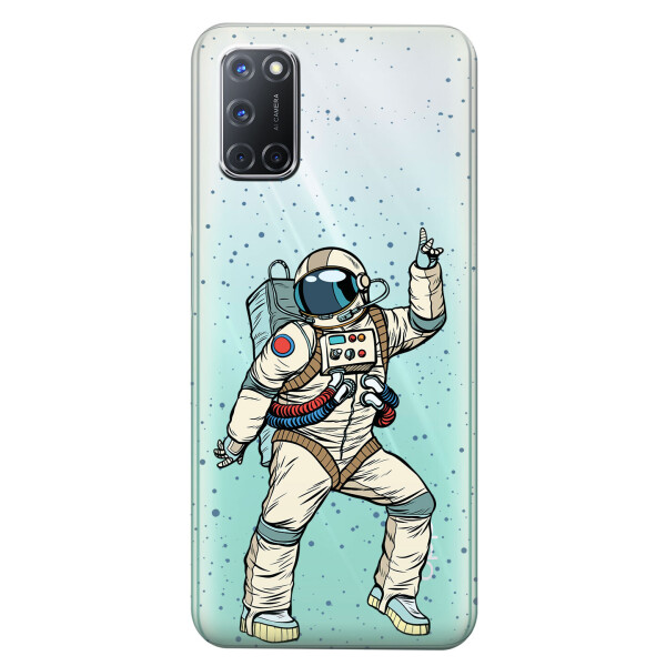 

Прозрачный силиконовый чехол iSwag для OPPO A72 с рисунком - Веселый космонавт (KS5127)